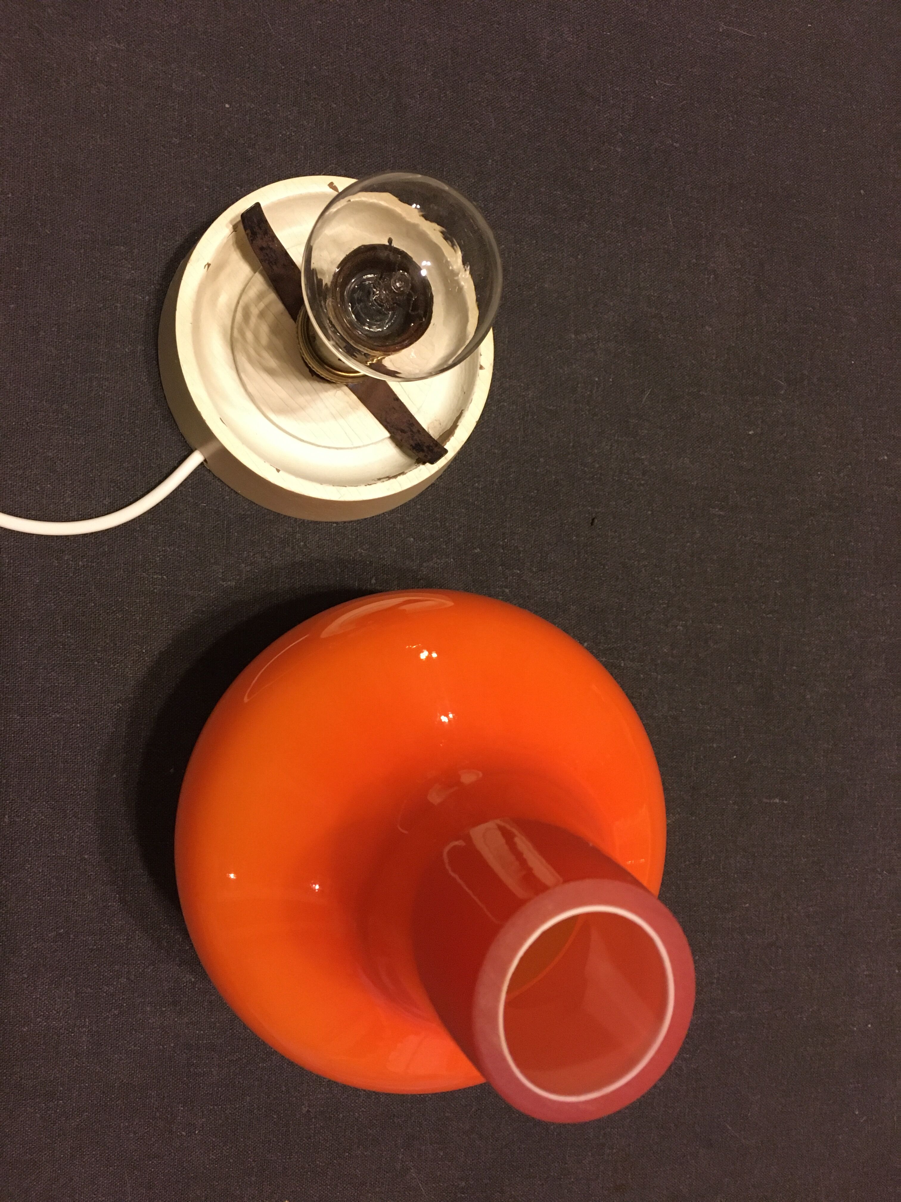 60'S vintage orange opaline lamp