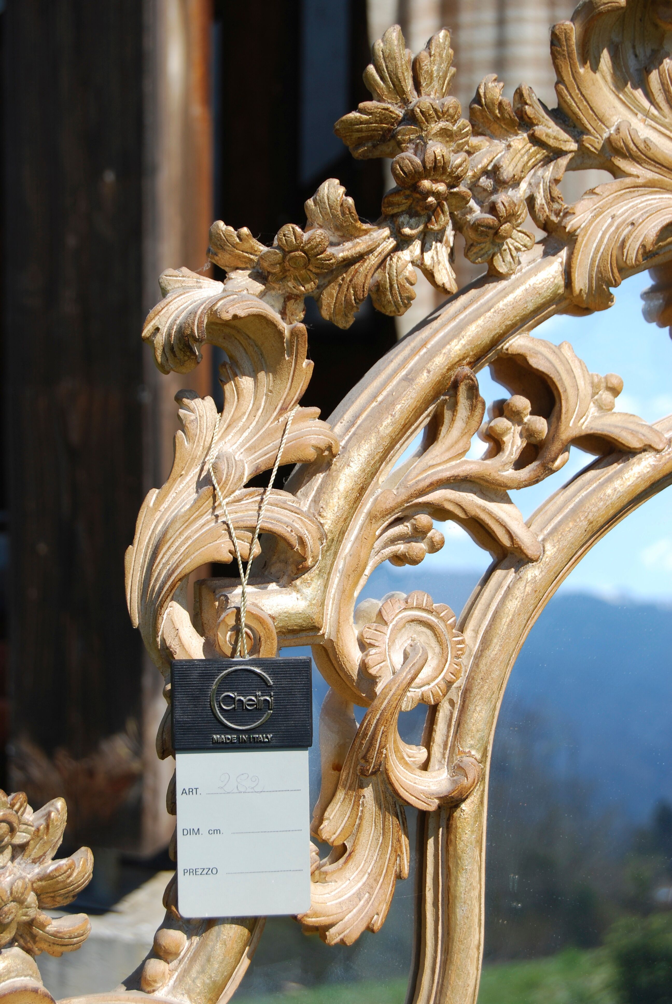 Baroque wooden wall mirror carved by Chelini  98x158cm