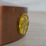 Scandinavian ceiling lamp copper & glass, Denmark, 1960s
