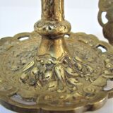 Pair of candle holders gilded bronze patinated vegetal decoration early twentieth century