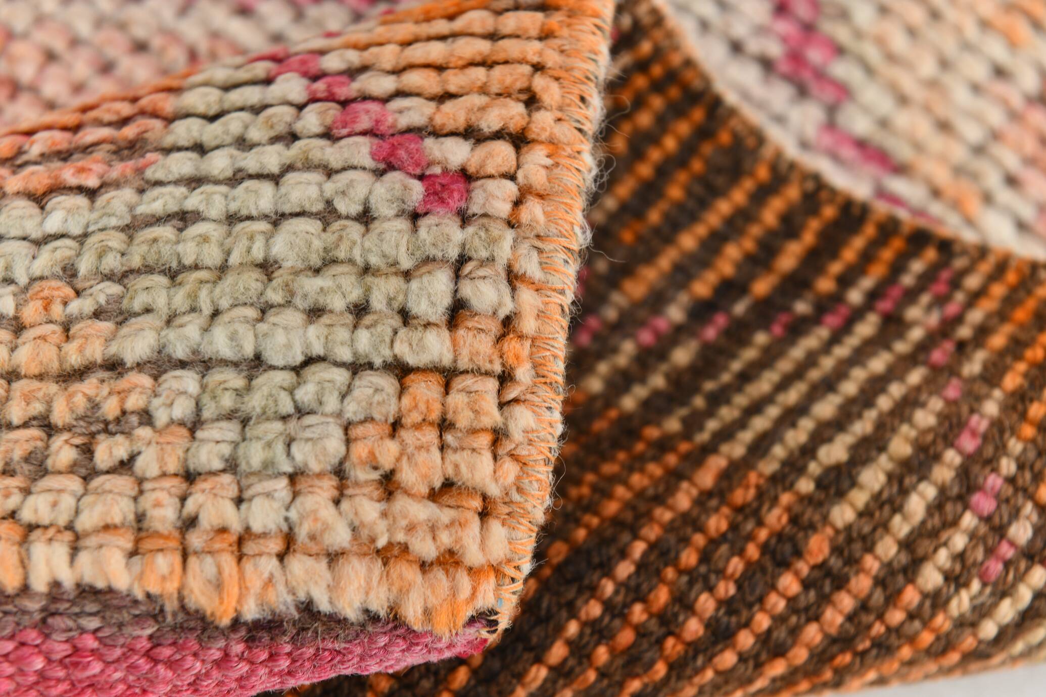 3x10 Coral Orange & Red Turkish Vintage Runner Rug, 98x322Cm