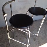 2 bar top stools metal chrome design 1980