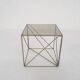 Rare metal and glass side table by Max Sauze, Isocele, France 1960's