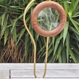 Scandinavian design magnifier wood and brass