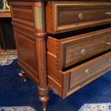3-drawer chest of drawers in solid mahogany with white marble top in Louis XVI style