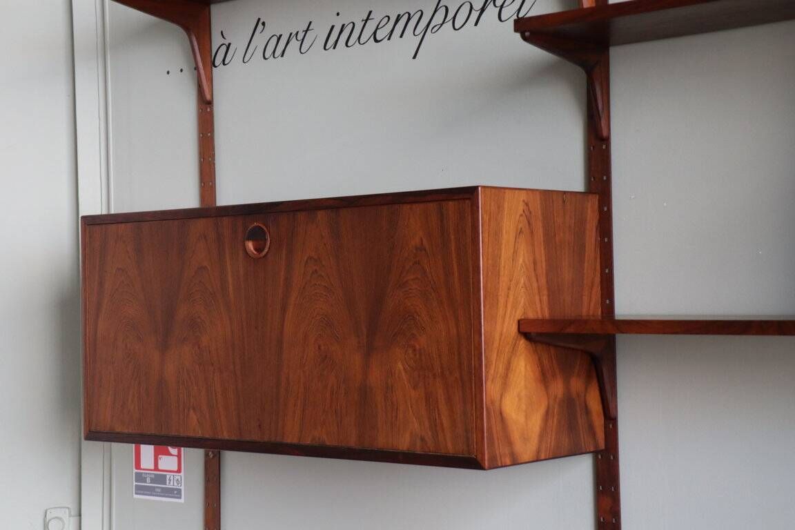 Modular rosewood wall bookcase by Thygesen and Sorensen for Hg Furniture, 1960