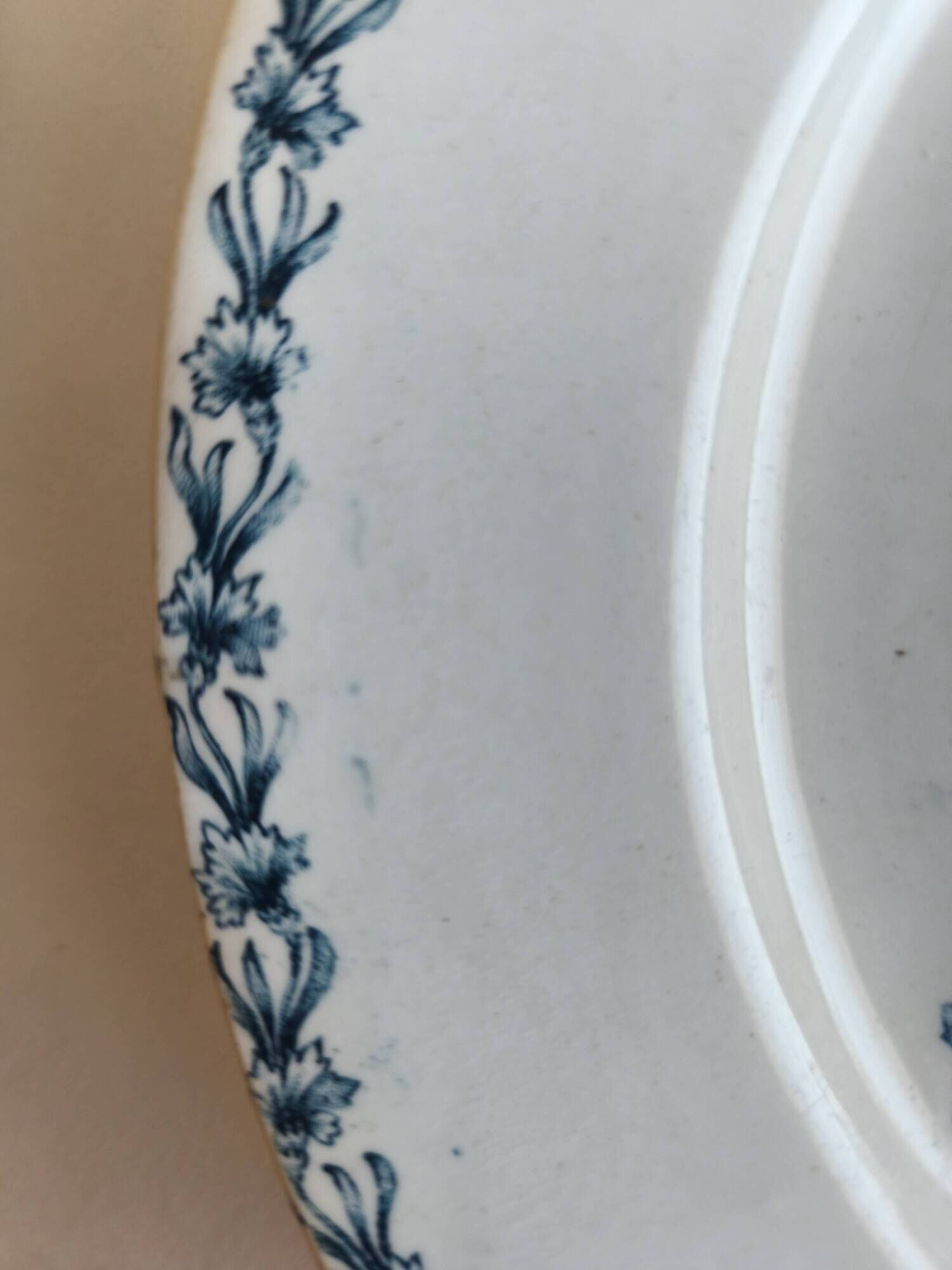 Two ironstone plates from Lunéville Keller and Guérin with a floral pattern.