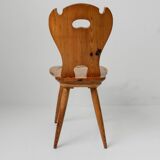 Set of 3 vintage wooden farmhouse chairs from the 1960s.