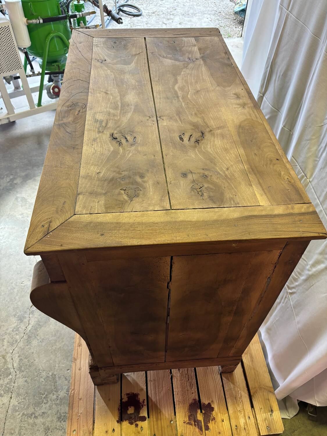 Old raw wood chest of drawers