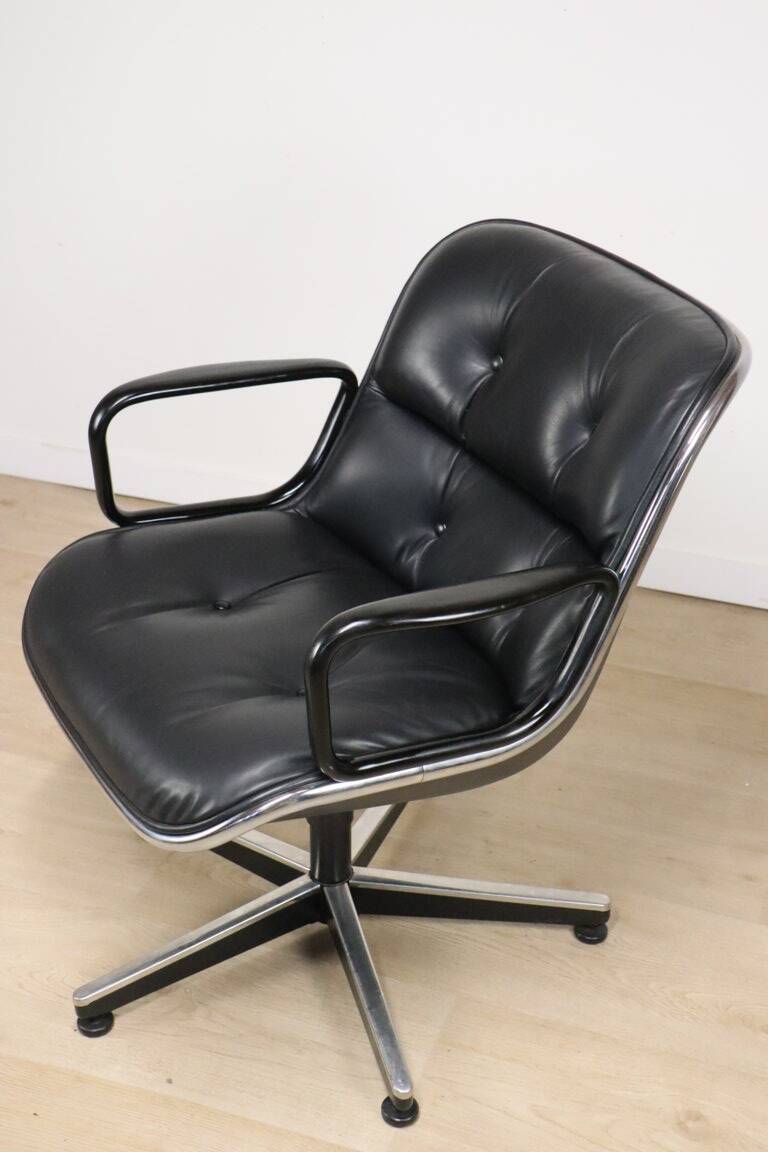 Charles Pollock leather office chair, Knoll edition, 1970