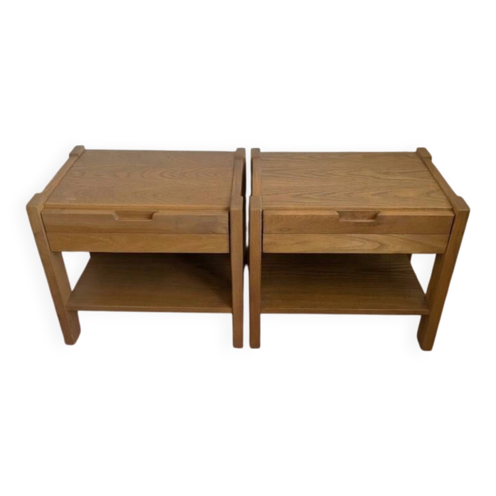 Pair of bedside tables in solid elm attributed to SIMAT, years