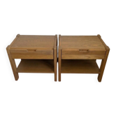 Pair of bedside tables in solid elm attributed to SIMAT, years