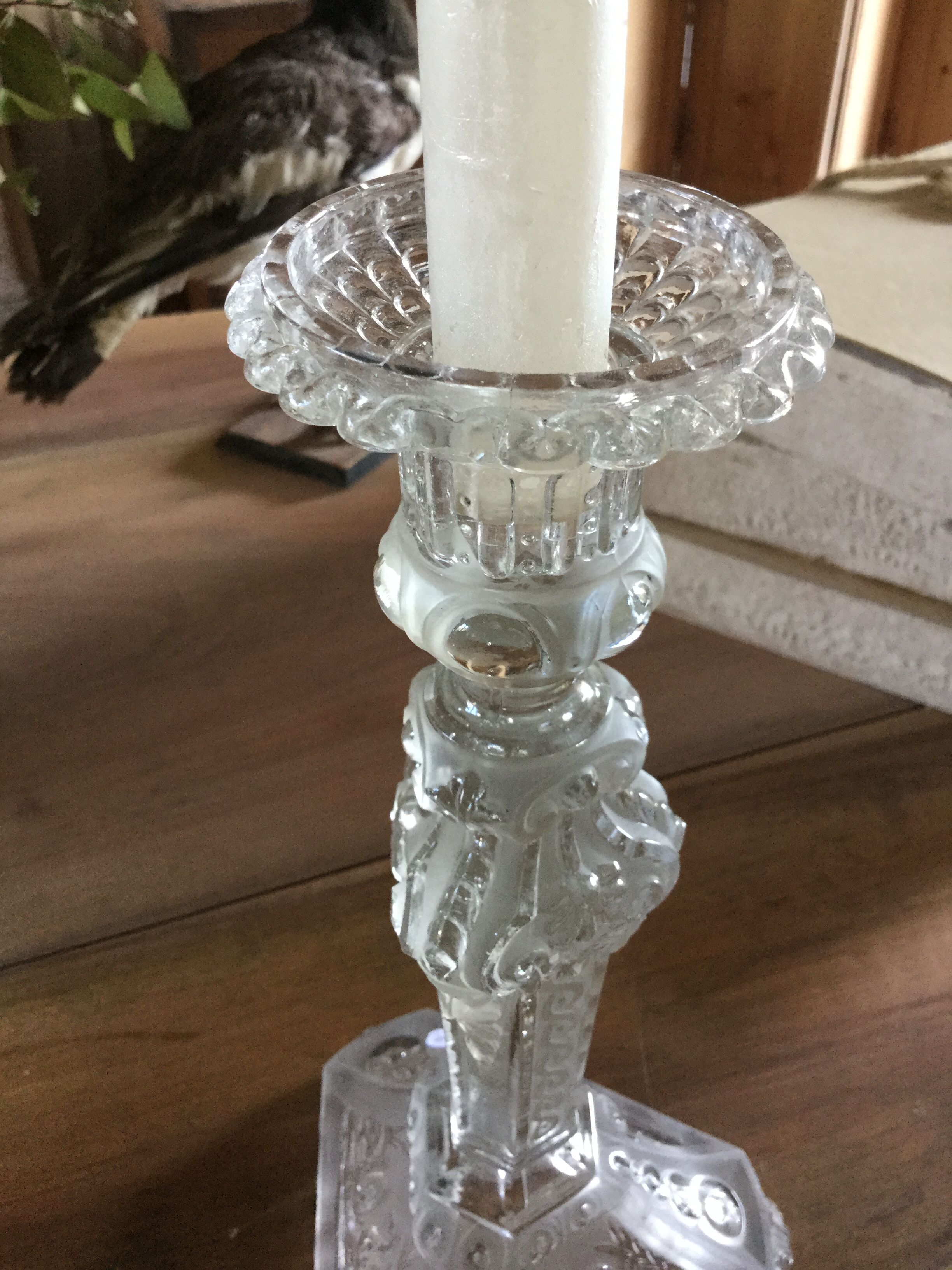 Old glass candlestick