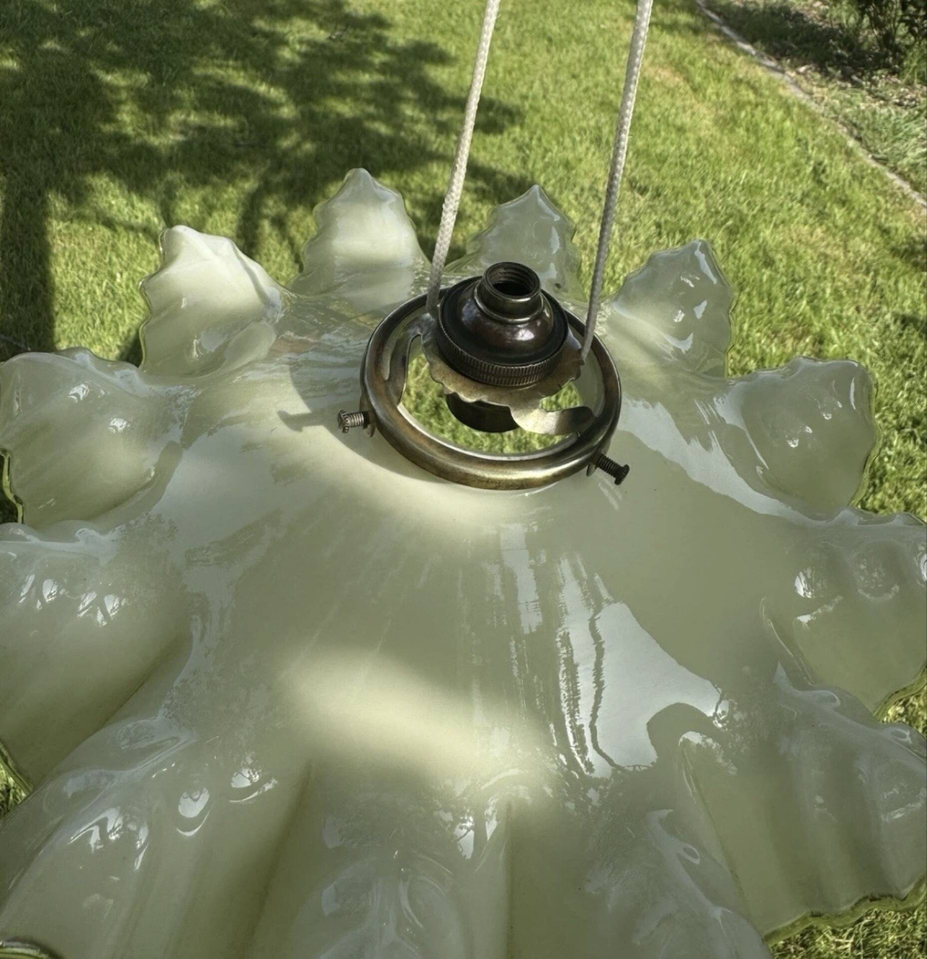 Vintage pleated glass lace lampshade ceiling light