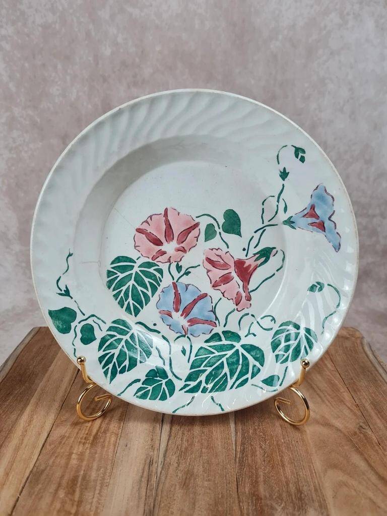 Antique Gien deep plate – floral pattern