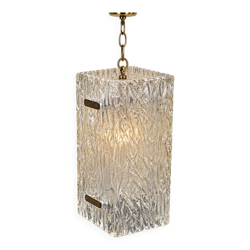 Vintage Kalmar textured glass suspension light – 1960s-1970s