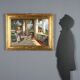 Old painting "The Porch" oil on canvas signed G. Esposito XX Century