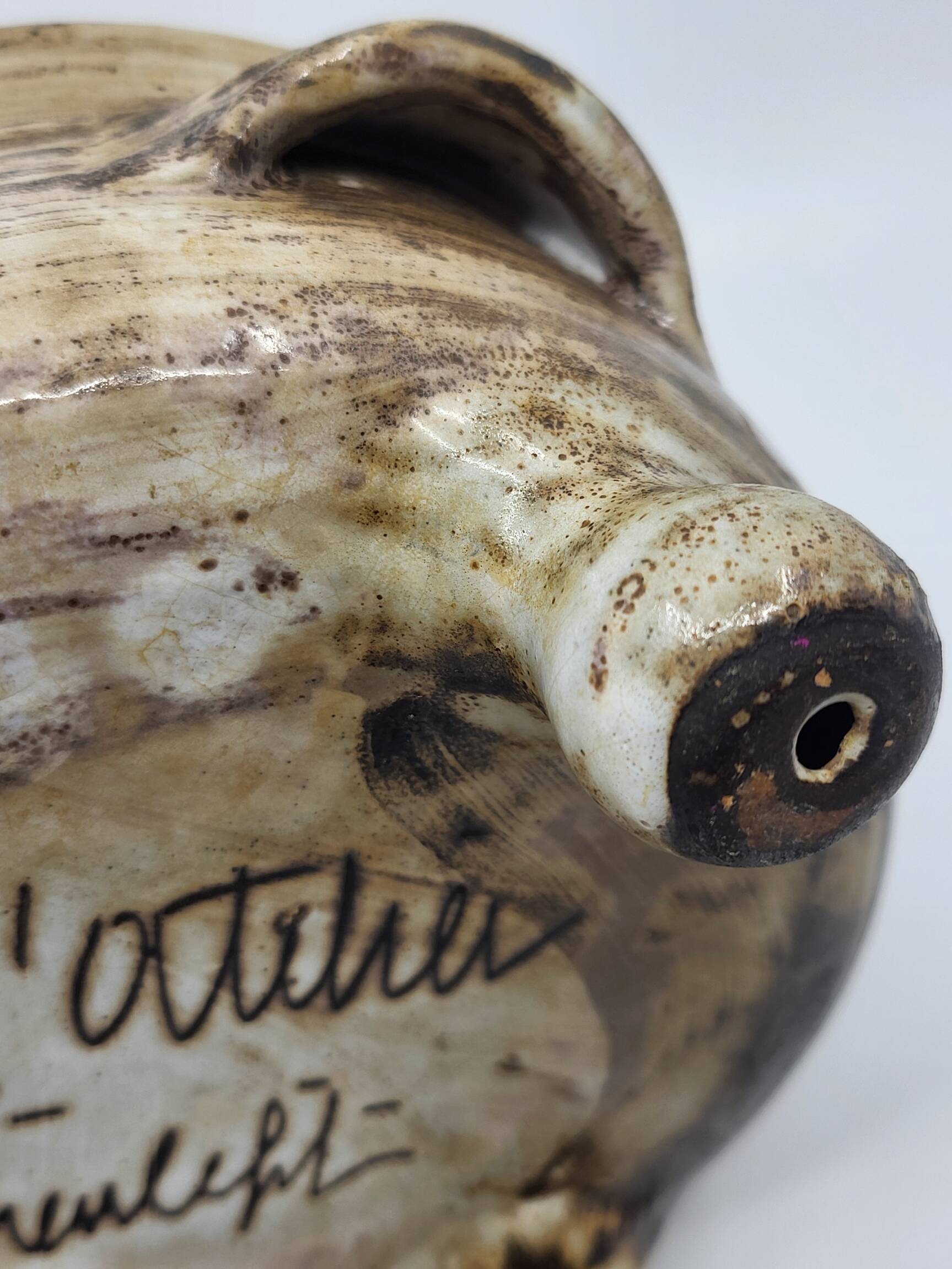 Jacques Pouchain tripod pocket emptier, Dieulefit workshop, French ceramics 1960