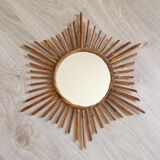 Vintage rattan sun mirror