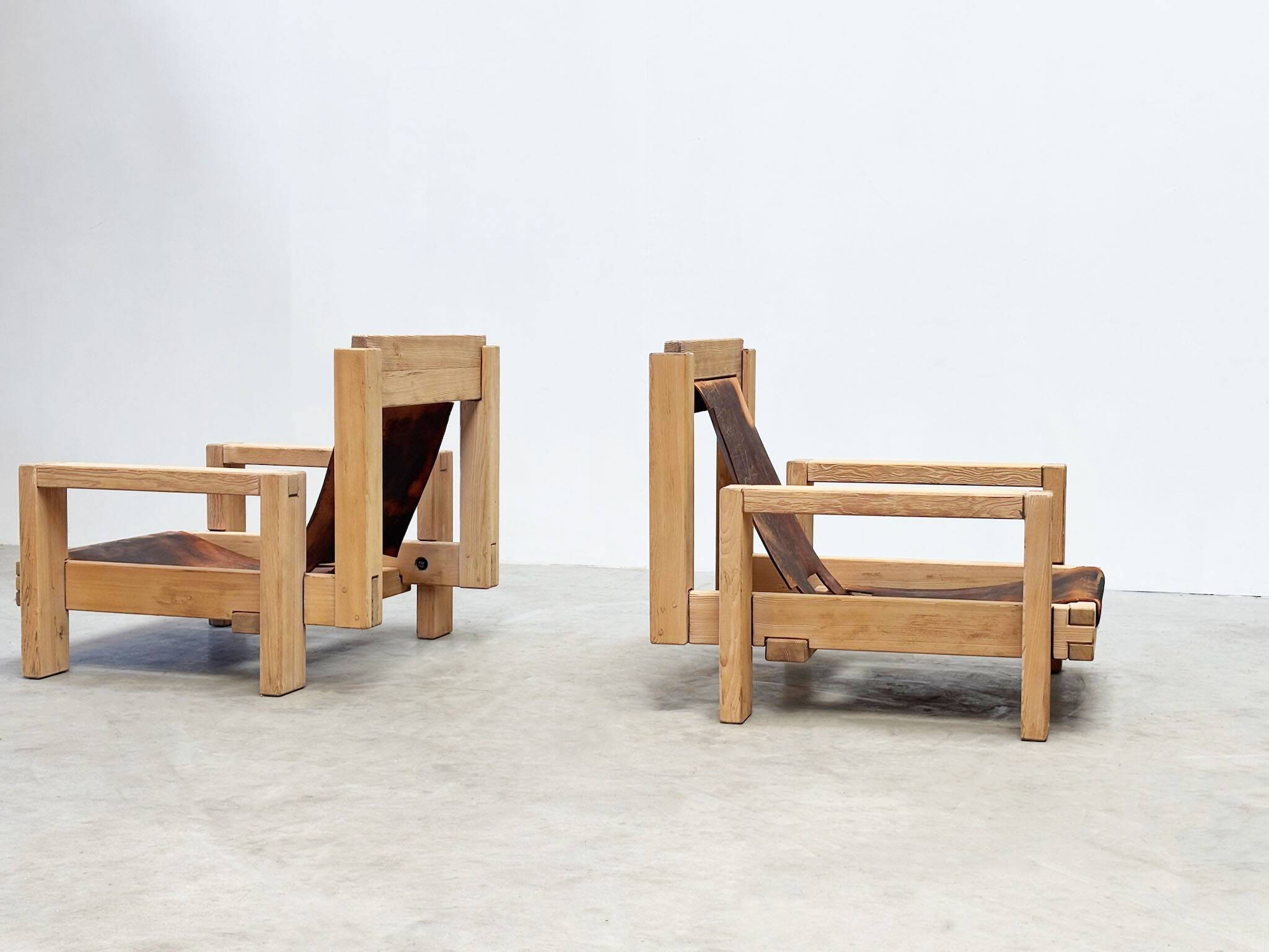 Set of two brutalist lounge chairs