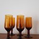 Set of 5 amber stemmed glasses