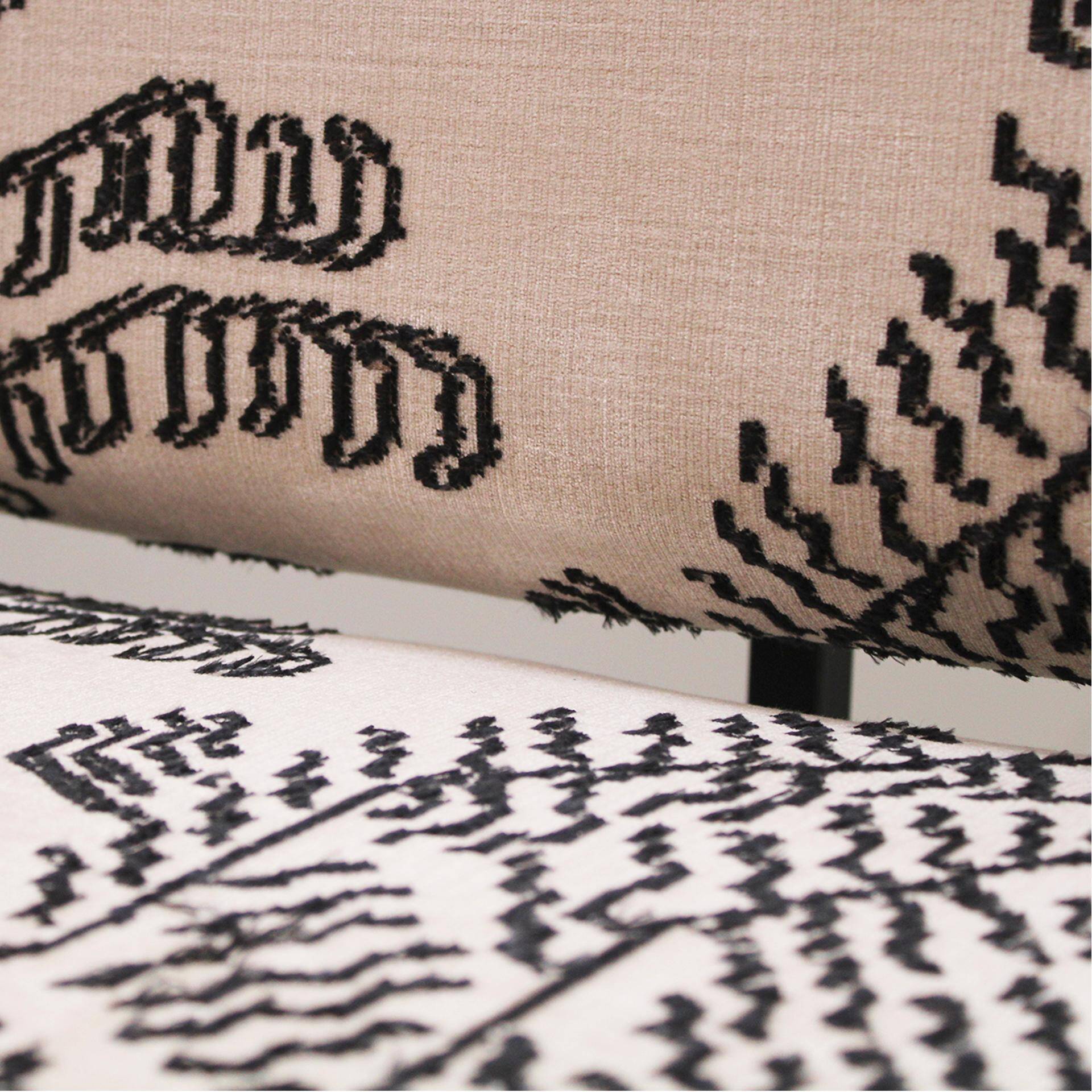 Italian Sofa Upholstered With Blanck and White Dedar fabrik , 1950s