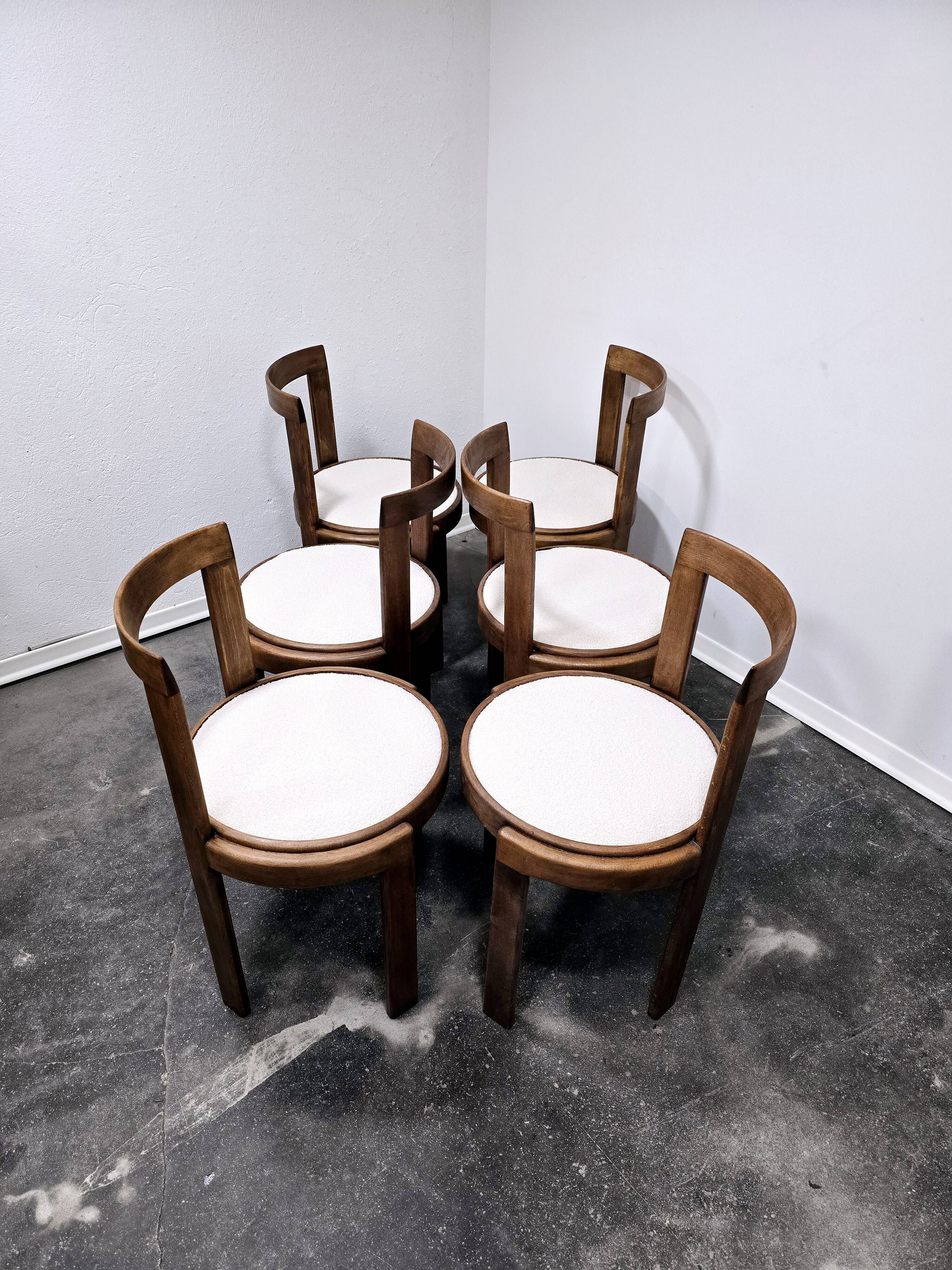Chaises de salle à manger en bois courbé des années 1960, lot de 6