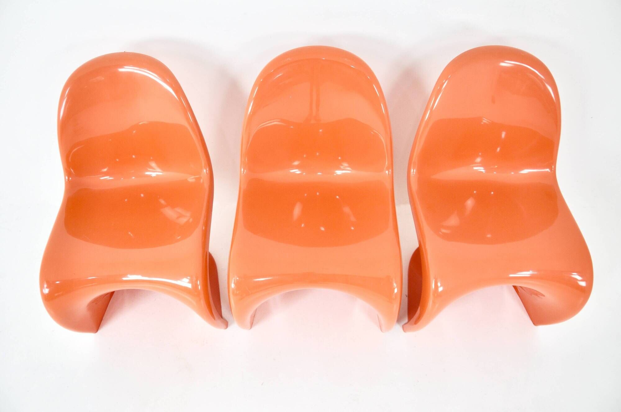 3 Panton chairs by Verner Panton for Herman Miller Felhbaum, 1970