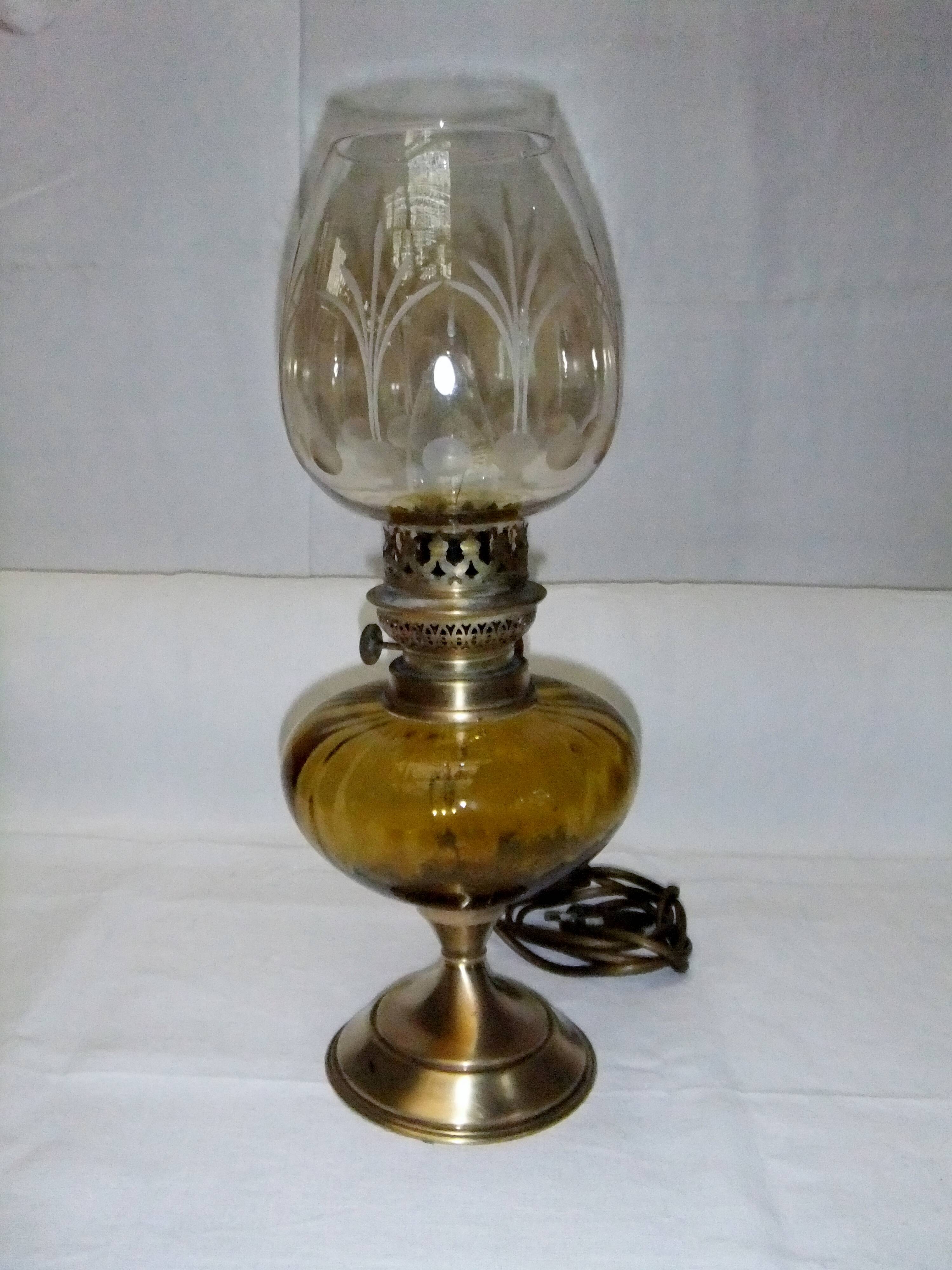 old table or bedside lamp electrified kerosene lamp