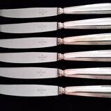 6 Silver-Plated Metal Table Knives Ravinet d'Enfert Beaded Model