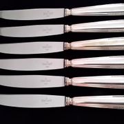 6 Couteaux de table Métal Argenté Ravinet d'Enfert  Modèle perlé