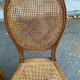 2 Louis XV medallion chairs in solid wood with canes