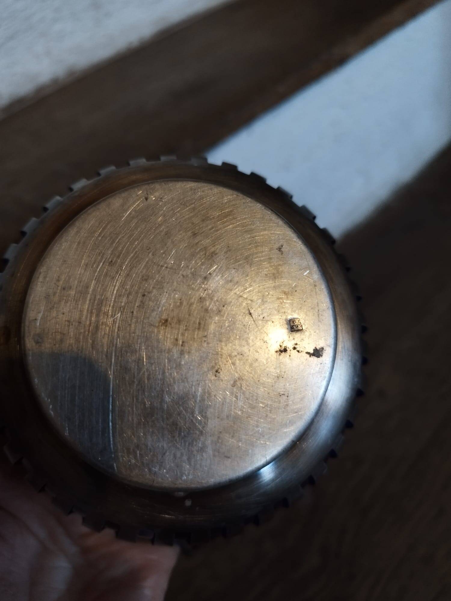 50s sugar bowl in glass and silver metal