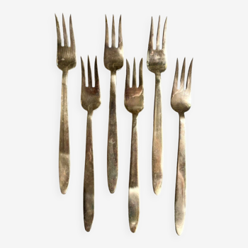 6 fourchettes à entrée en bronze doré