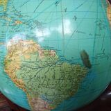 Ancien Globe Terrestre Verre  Lumineux Mappemonde Art Déco Colomb W. Jaden