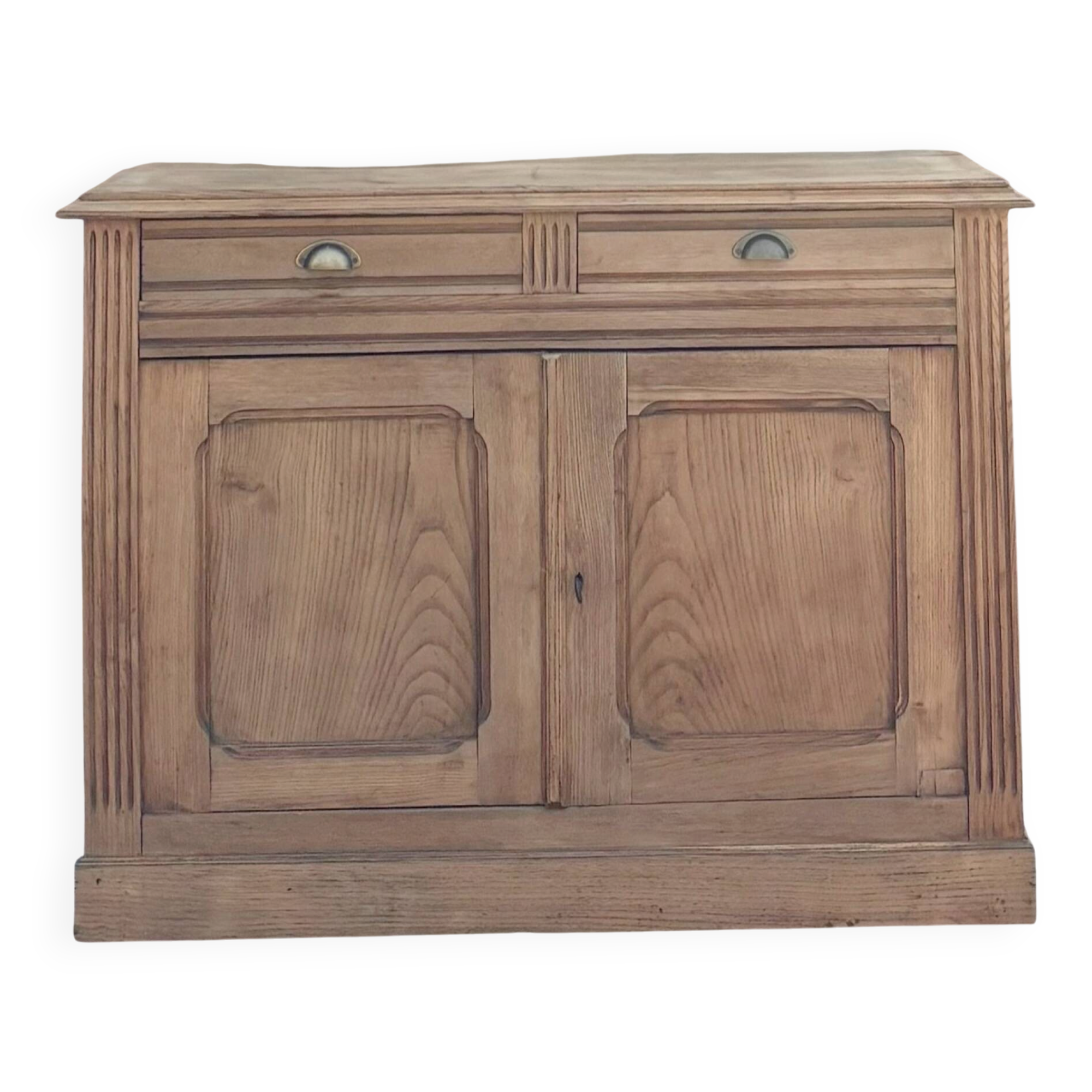 Buffet ancien en chêne massif brut 2 tiroirs - esprit campagne chic