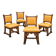 4 x oak brutalist dining chairs / side chairs / leather / 1960s