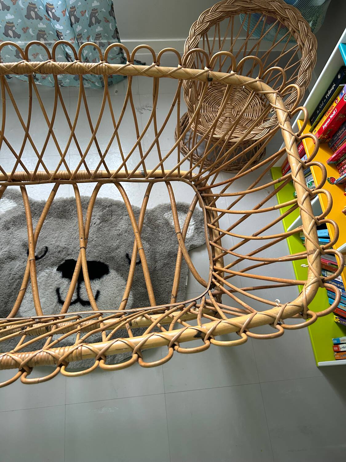 Vintage rattan cradle