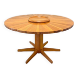 Unique round solid pine dining table, 1970s
