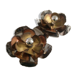 Pair of brutalist "flower" wall lamps CIRCA 1970
