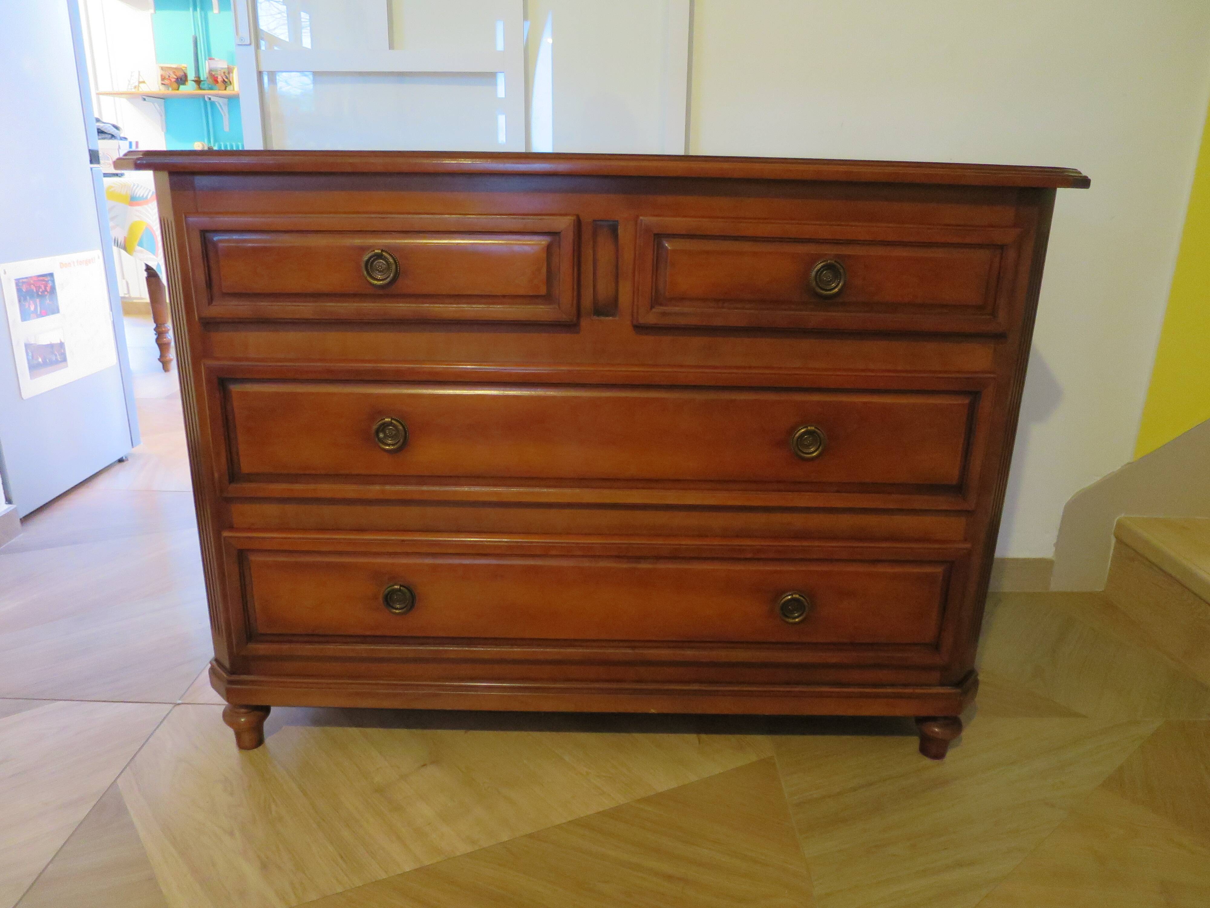 Vintage–Beautiful Louis Philippe chest of drawers – Directoire style – 4 drawers – Cherry wood