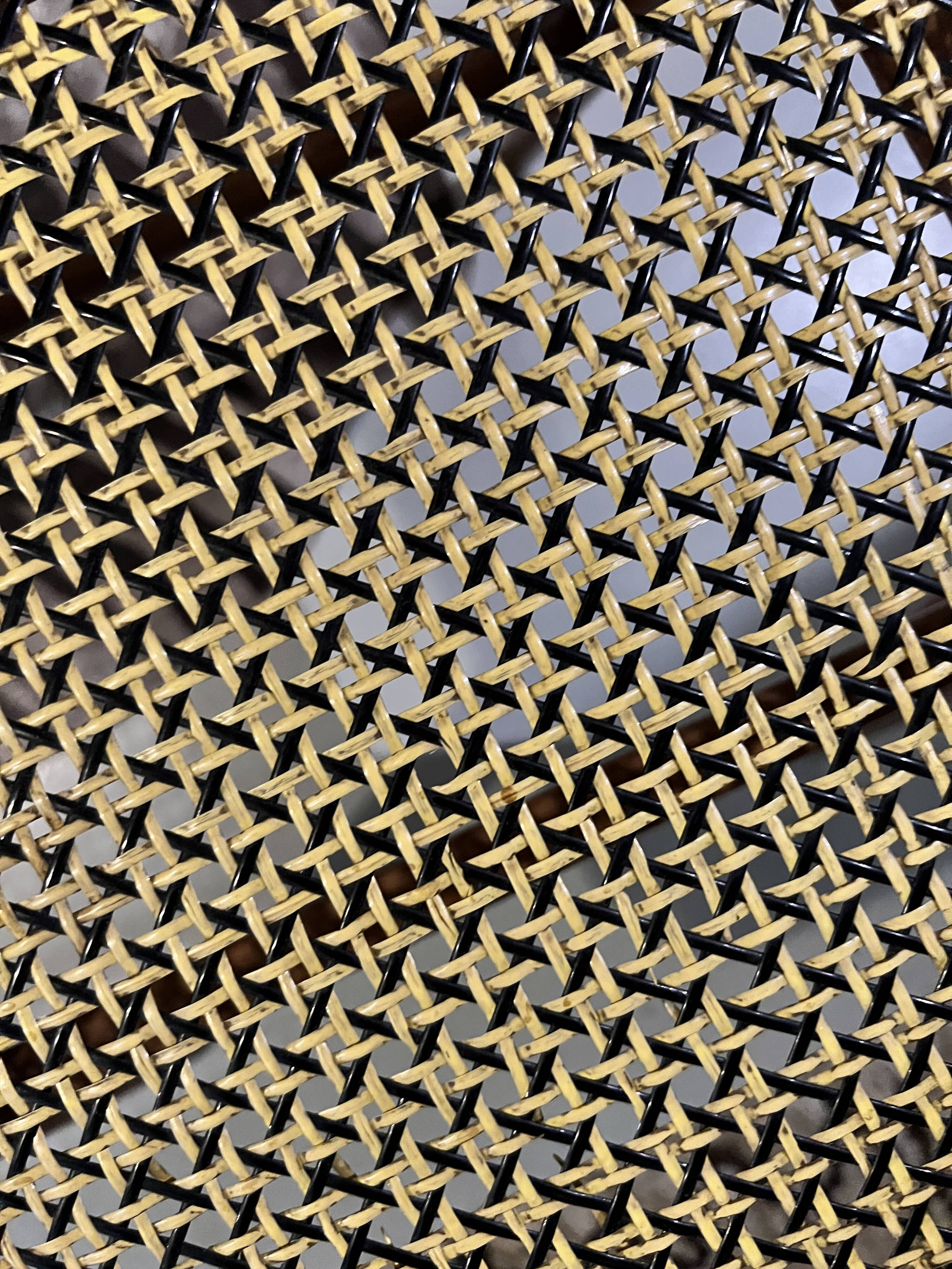 Teak wood and cane chair design, SNA Roset / Landault 1950-60