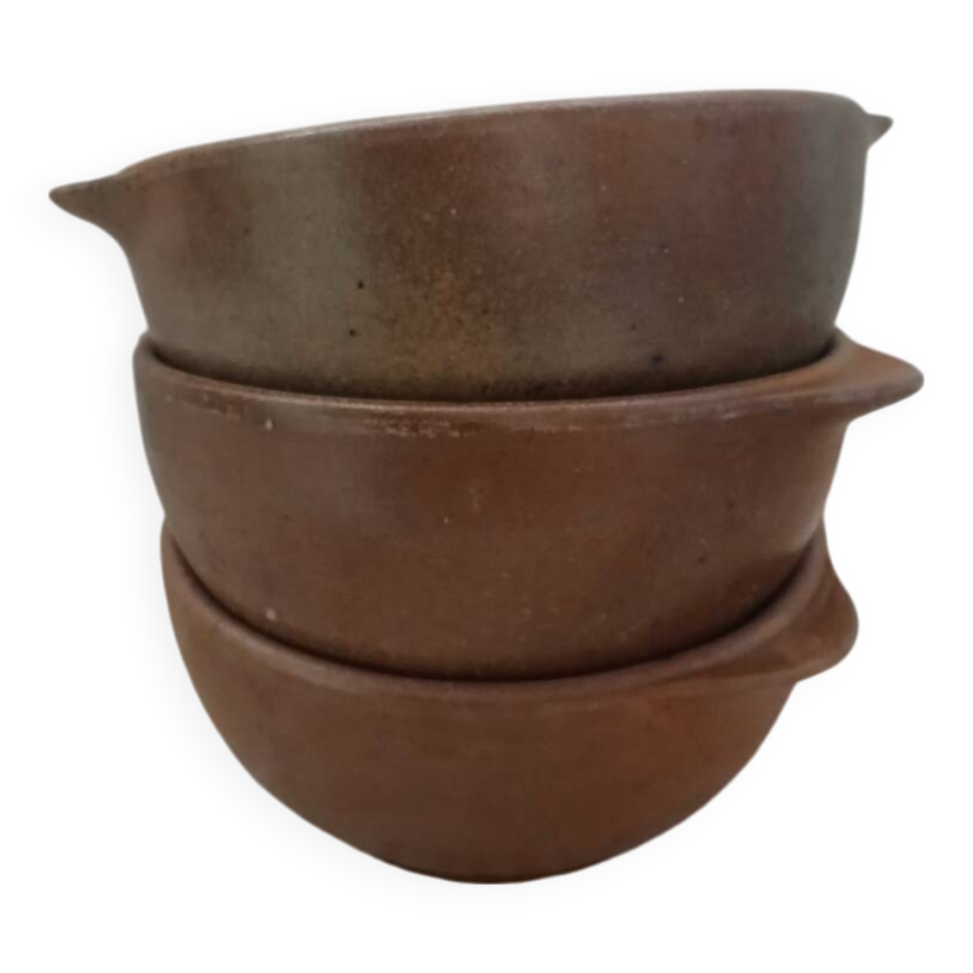 3 antique stoneware bowls