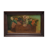 Basket of flowers oil on canvas