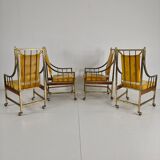 Unique set of mid-century style dining and lounge chairs – gilded, made between 1940-1948 by Flanders Industries Inc, Fort Smith, Arkansas