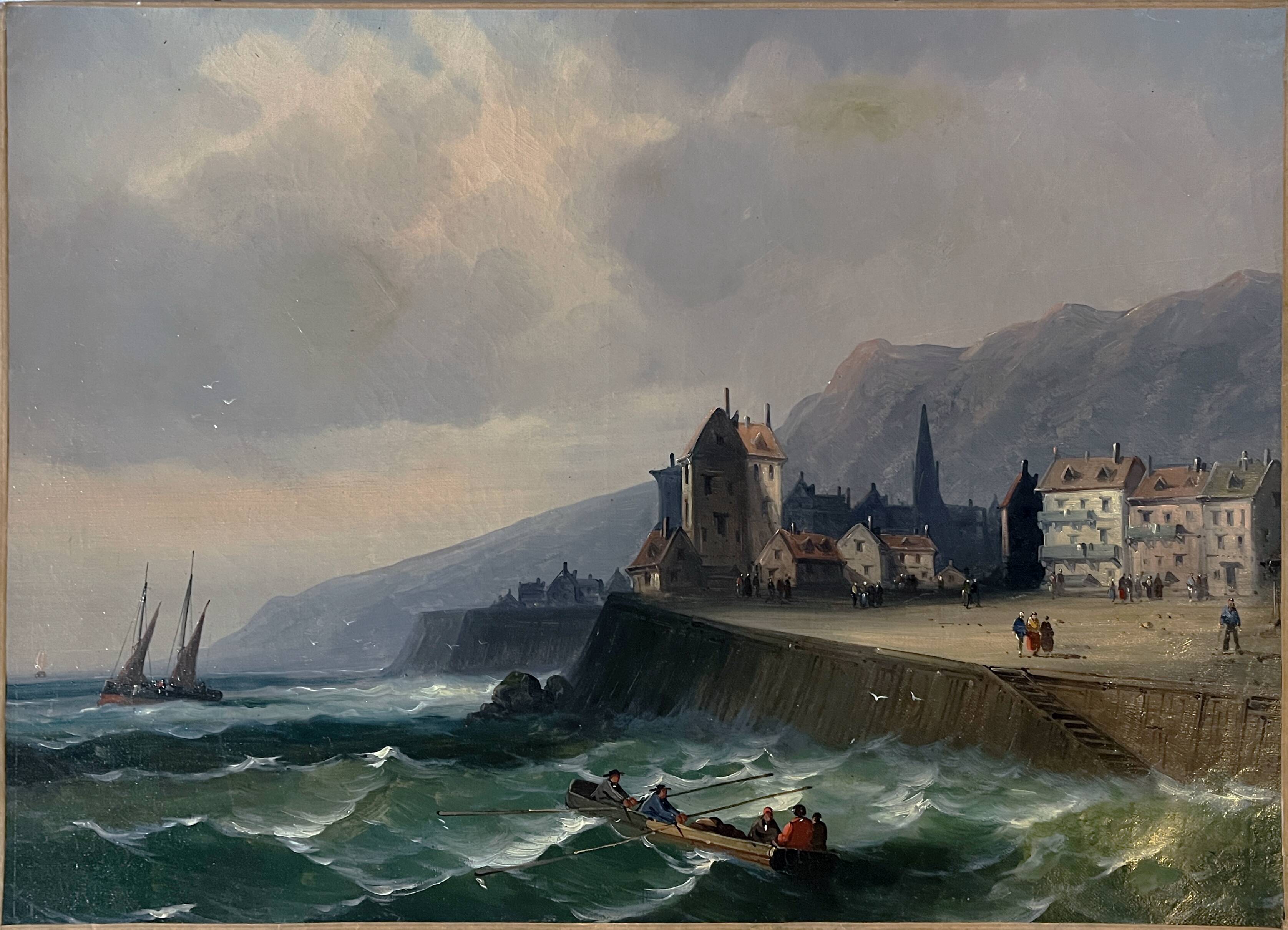 Tableau HST marine attributed to Charles Euphrasie Kuwasseg, 19th century.