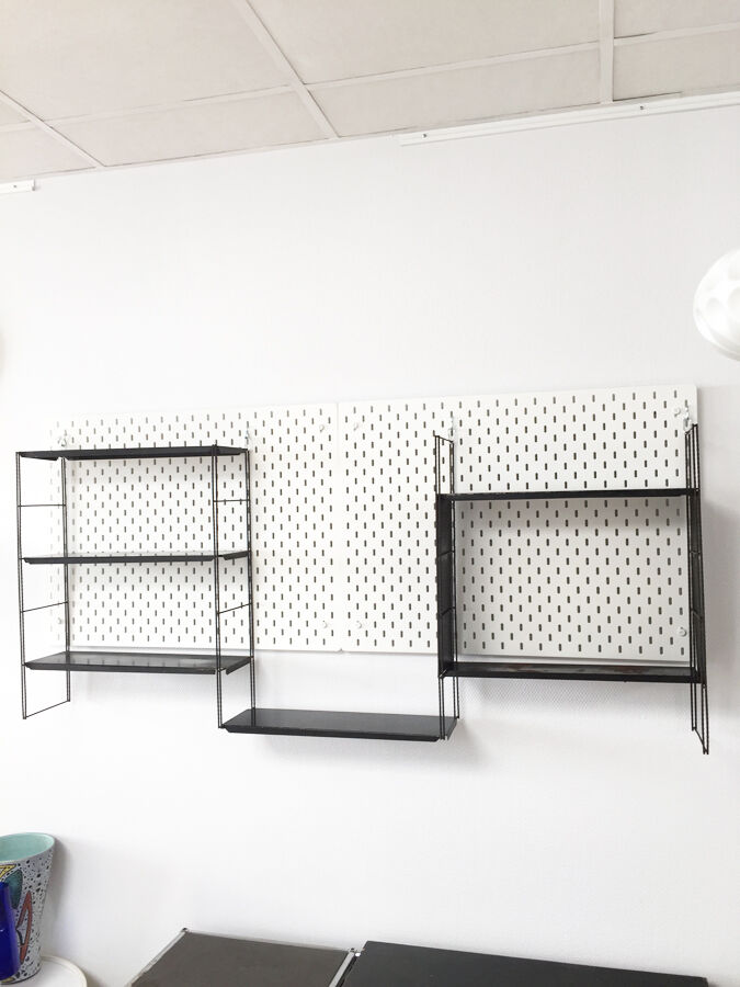 Black metal wall shelf, 1960