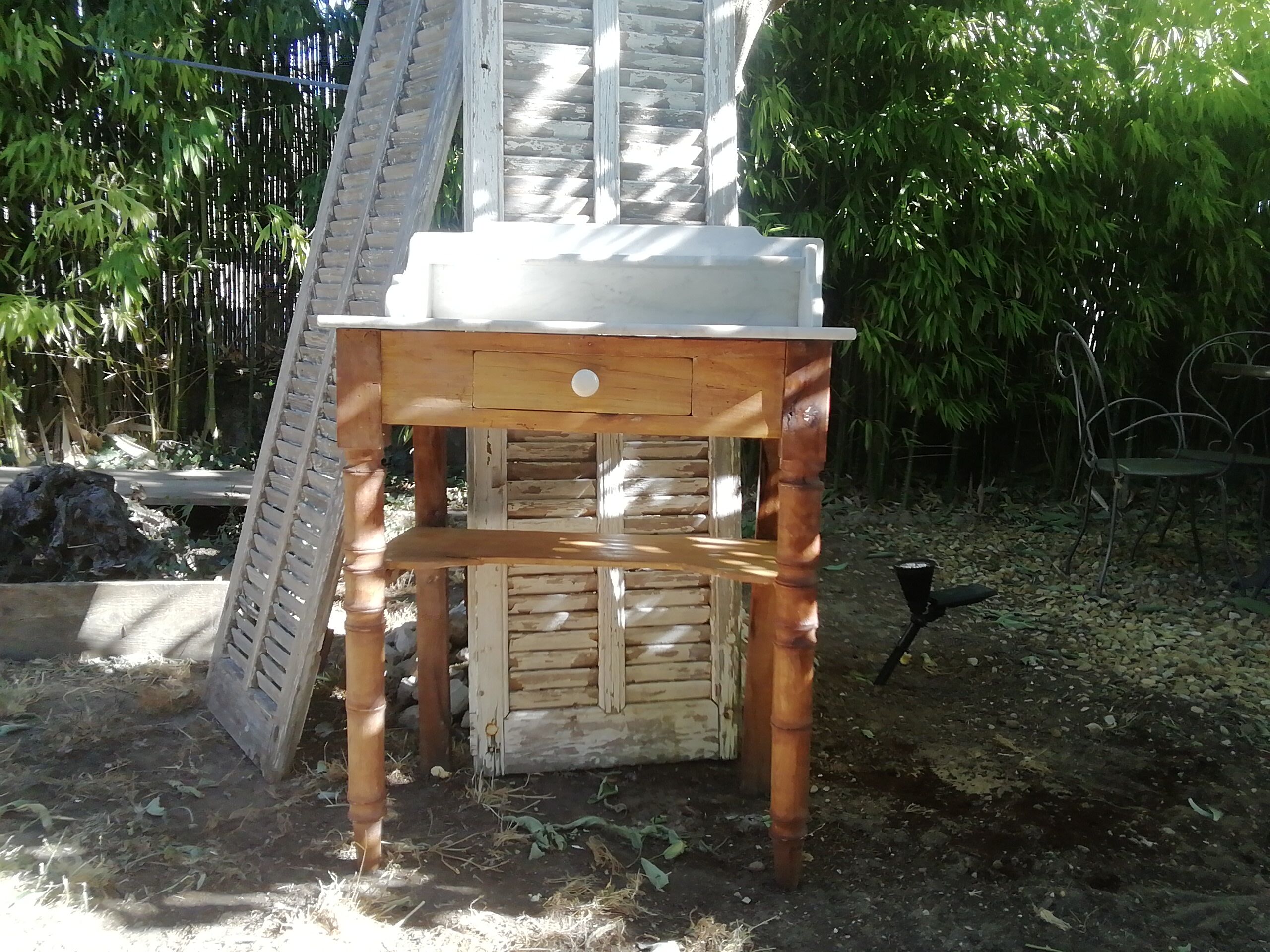 Marble and pine dressing table