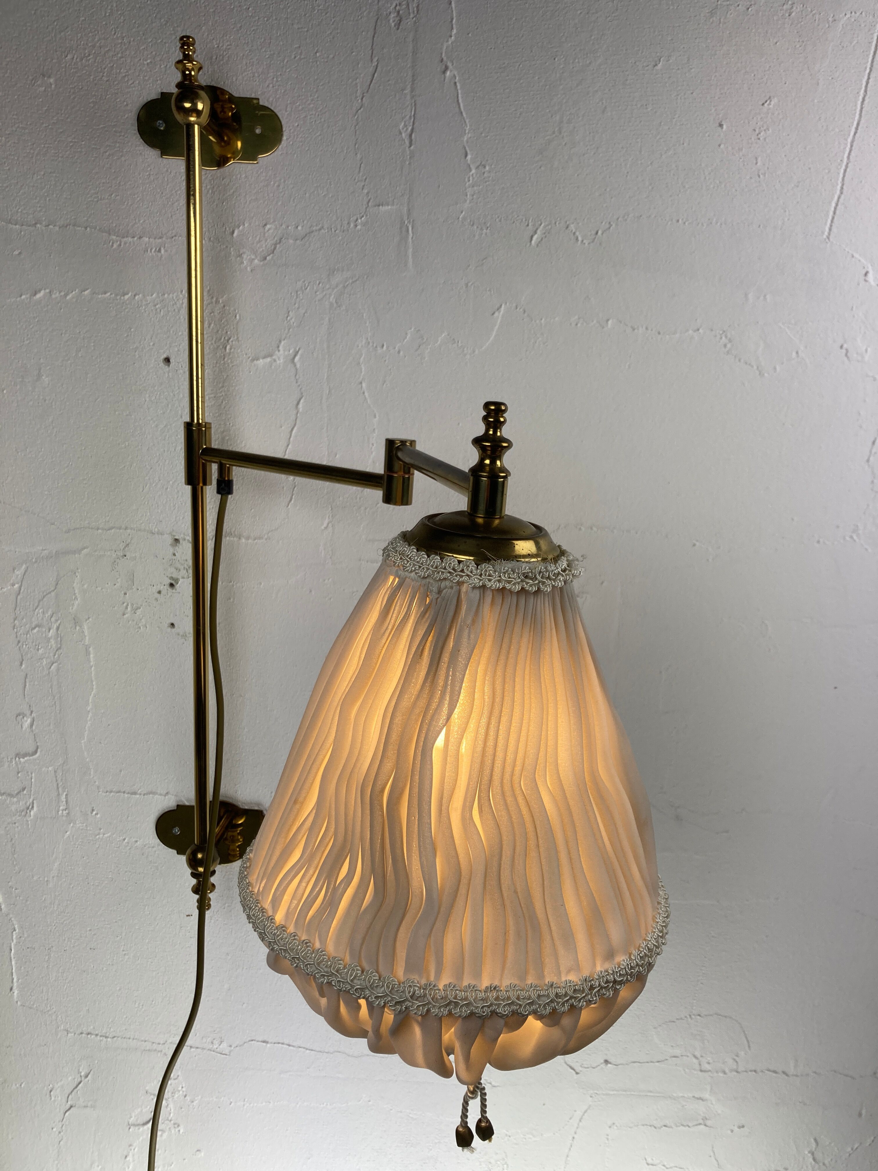 Brass art deco swivel arc wall lamp