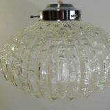 1970s vintage cut glass suspension – retro design ball lamp – L